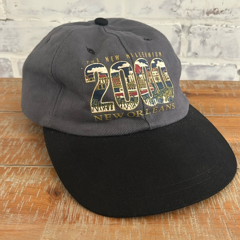 VTG y2k 2000 New Millennium Gray New Orleans Baseball Hat French Quarter Cap